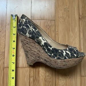 Nine West Animal Print Cork Wedges, Peep Toe